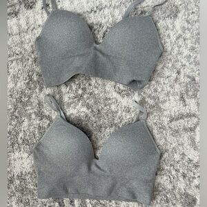 Grey Push Up Wireless Bra